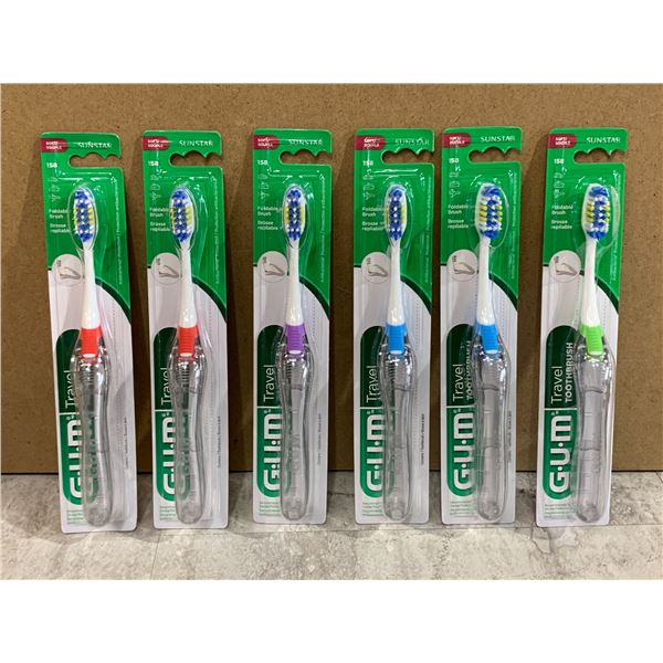 Lot of 6 GUM Travel Toothbrushes