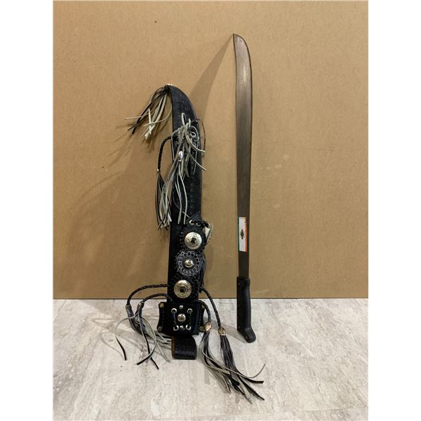 Imacasa El Salvador Large Bowie Knife w/ Concho Fringe Leather Sheath
