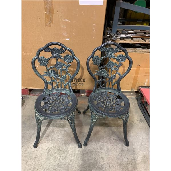 Lot of 2 Aluminum Cast Rose Chairs