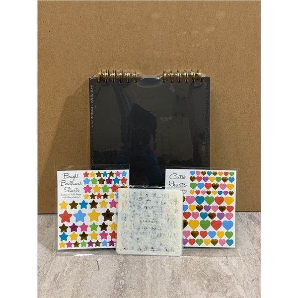 DIY Black Scrapbooking Photo Album with Stensils and Sickers