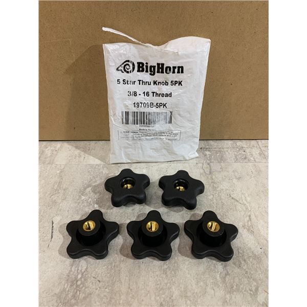 Big Horn 5 Star Thru Knob 5 Pack 3/8 -16 Thread