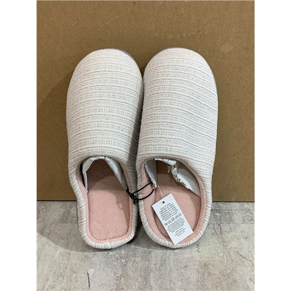 Memory Foam Slippers White Silver Pink  Colour Size 9 / 10