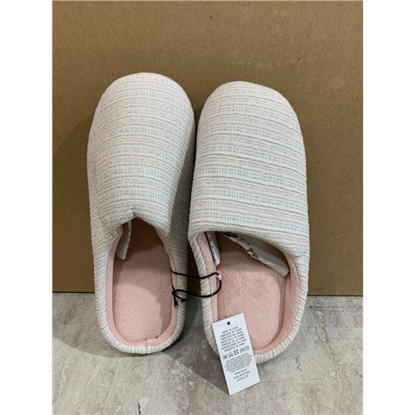 Memory Foam Slippers White Silver Pink  Colour Size 9 / 10