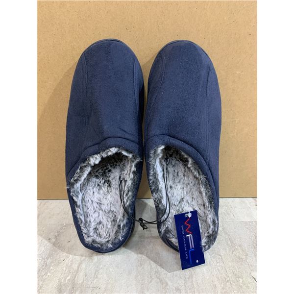 West Fashion Life Mens Memory Foam Slipers Blue Grey Colour Size 7