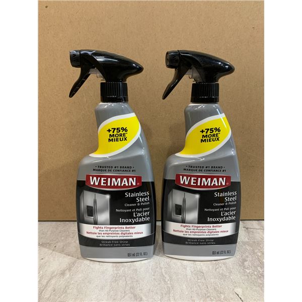 Lot 2 Weiman Stainless Steel Cleaner & Polisher 651 ml Per Bottle