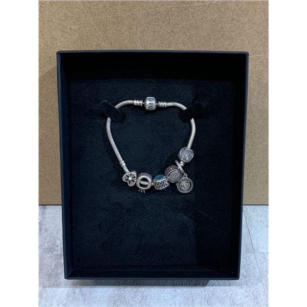 Sterling Silver Pandora Bracelet With 7 Charms - 29.6 Grams