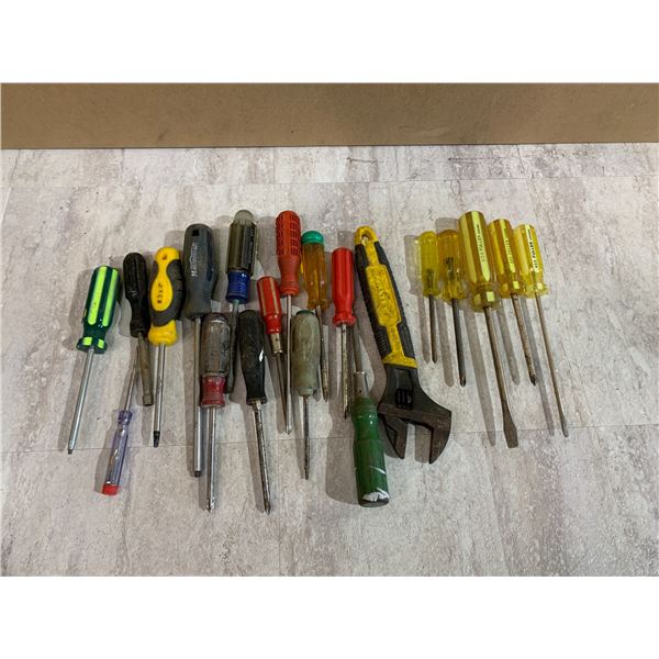 1 Cresent Wrench and 19 Screwdrivers