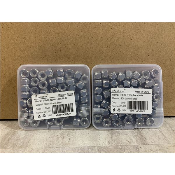 2 x 50 - 1/4-20 Nylon Lock Nuts - 304 Stainless Steel