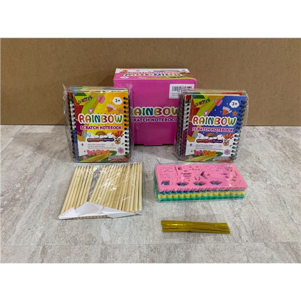 Rainbow Scratch Notepads w/ Sticks & Stencils