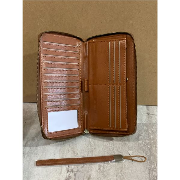 Beige Zip Clutch Wallet