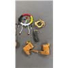 Image 2 : COLLECTION OF SMALL FIRST NATIONS LEATHER BAGS, KEY CHAINS, MINI DREAM CATCHERS & MORE