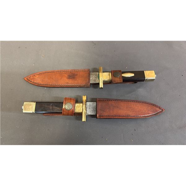 (2) DAGGERS WITH LEATHER SHEATHS