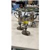 Image 1 : SILVER PLATED CANDLESTICKS & STAINLESS STEEL ART DECO STYLE COFFEE POTS & SMALL LIDDED POT