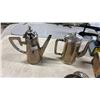 Image 4 : SILVER PLATED CANDLESTICKS & STAINLESS STEEL ART DECO STYLE COFFEE POTS & SMALL LIDDED POT