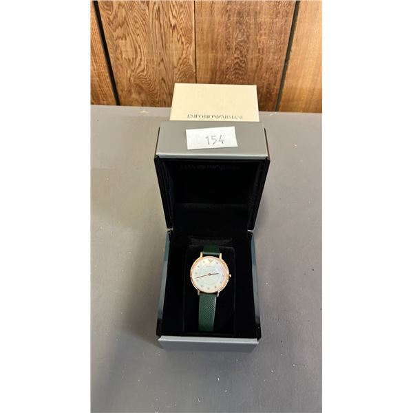 *NEW IN BOX WITH TAG* EMPORIO ARMANI LADIES ANALOGUE WATCH WITH MOTHER OF PEARL FACE & LEATHER BAND