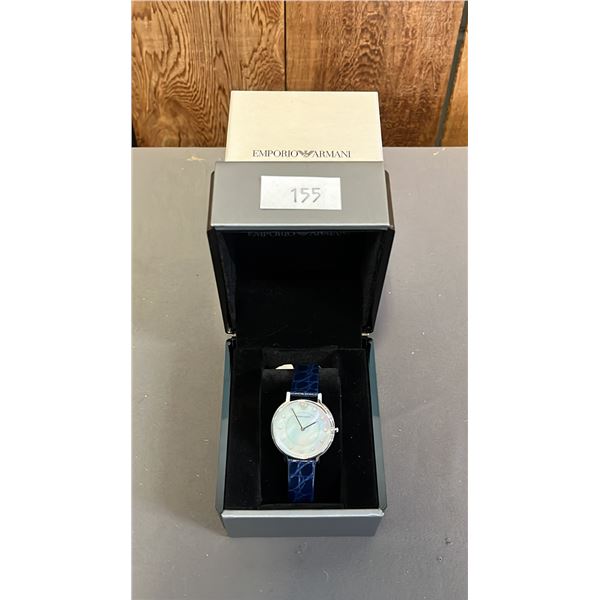 *NEW IN BOX WITH TAG* EMPORIO ARMANI LADIES ANALOGUE WATCH WITH MOTHER OF PEARL FACE & LEATHER BAND