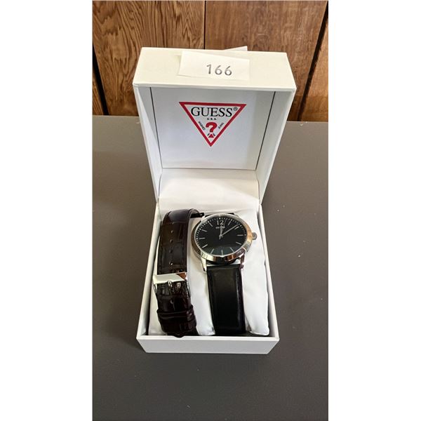 *NEW IN BOX WITH TAG* GUESS MEN'S WATCH WITH (2) INTERCHANGEABLE LEATHER BANDS