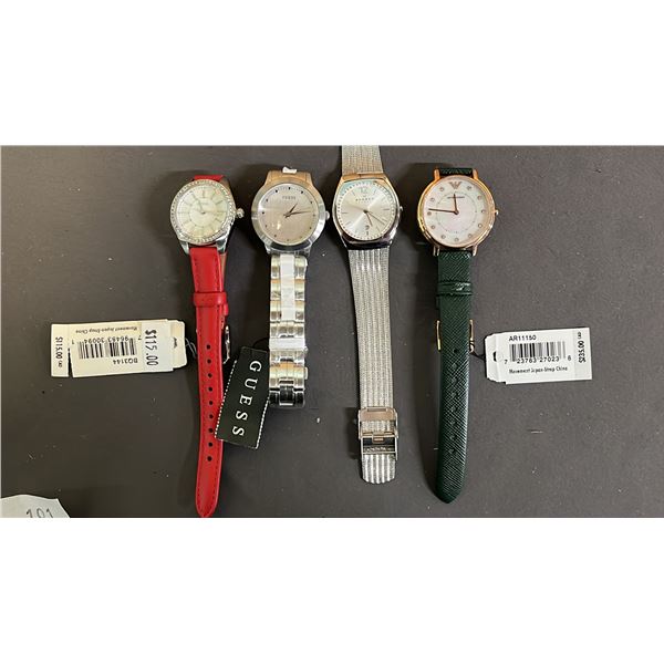 *NEW WITH TAGS* (4) ASSORTED LADIES WATCHES: SKAGEN, EMPORIO ARMANI & (2) GUESS