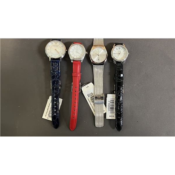 *NEW WITH TAGS* (4) ASSORTED LADIES WATCH: EMPORIO ARMANI, SKAGEN, FOSSIL & GUESS