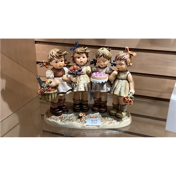 VINTAGE CERAMIC GOEBEL "WE WISH YOU THE BEST" FIGURINE: 9"W X 7.5"T