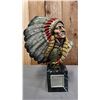 Image 1 : CHILMARK PEWTER & MARBLE CHIEF SITTING BULL BUST BY JOE STOCKBLOWER: APPROX. 14" TALL