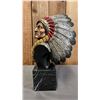 Image 2 : CHILMARK PEWTER & MARBLE CHIEF SITTING BULL BUST BY JOE STOCKBLOWER: APPROX. 14" TALL