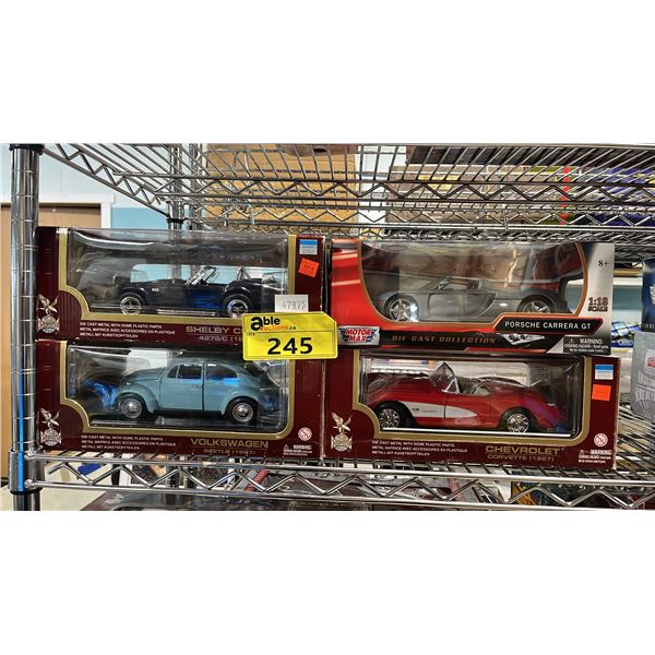 (4) ASSORTED DIECAST 1:18 SCALE MODEL CARS IN BOXES