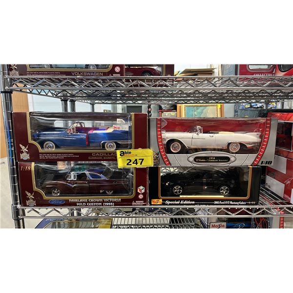 (4) ASSORTED DIECAST 1:18 SCALE MODEL CARS IN BOXES