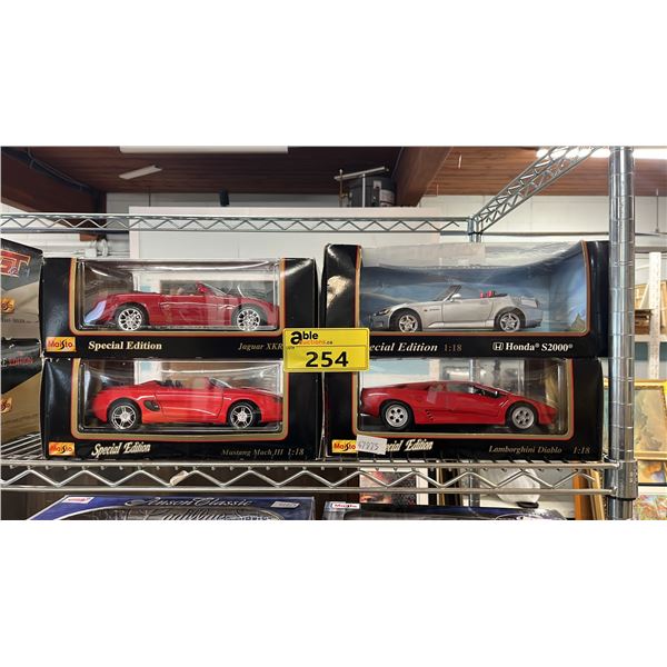 (4) ASSORTED DIECAST 1:18 SCALE MODEL CARS IN BOXES