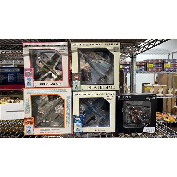 (5) ASSORTED DIECAST SCALE MODEL AIRPLANES: POSTAGE STAMP PLANES & HOGAN