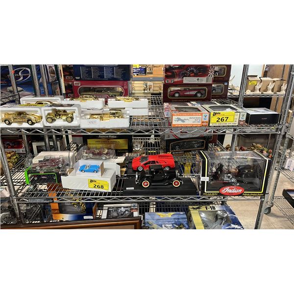 SHELF OF ASSORTED DIECAST SCALE MODEL VEHICLES