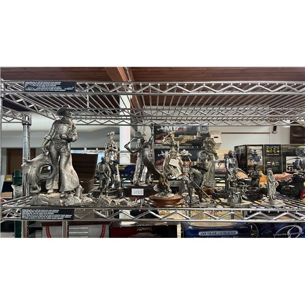 COLLECTION OF ASSORTED PEWTER & OTHER METAL TROPHIES & FIGURINES