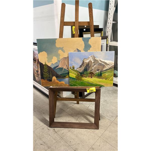 (2) ORIGINAL OIL ON CANVAS BOARD PAINTINGS & A FRAME