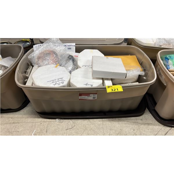 LARGE TOTE OF ASSORTED COLLECTOR PLATES *TOTE & LID INCLUDED*