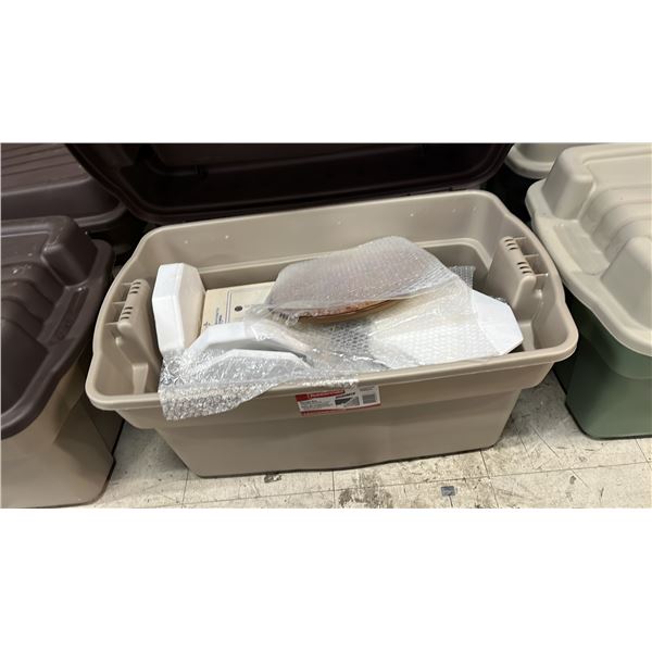 LARGE TOTE OF ASSORTED COLLECTOR PLATES *TOTE & LID INCLUDED*