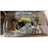 Image 2 : LARGE TOTE OF WALL DECOR, GLOBE, LAMP & MORE *TOTE & LID INCLUDED*
