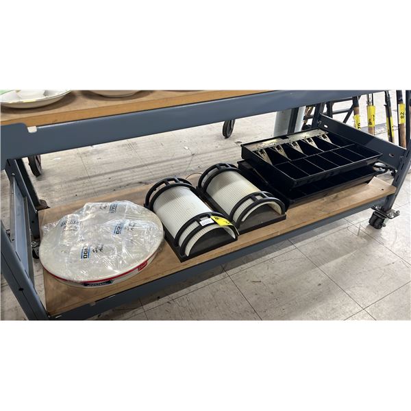 (2) CASHIER TILL DRAWERSM (2) WALL LIGHT FIXTURES & SCHMIDT TRAY WITH DOMTAR TRAY & CUPS