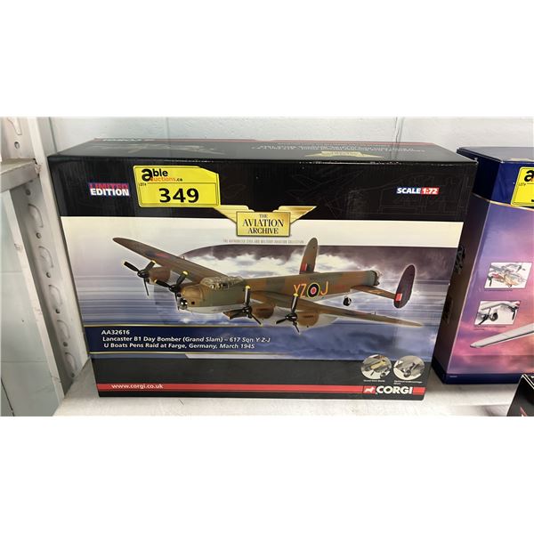 CORGI LTD. EDITION DIECAST 1:72 SCALE MODEL LANCASTER B1 DAY BOMBER AIRPLANE