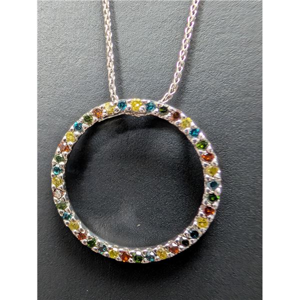 14K(2.14G), NATURAL COLOR DIAMOND (0.26CT) NECKLACE 18", SUGGESTED RETAIL VALUE $4000