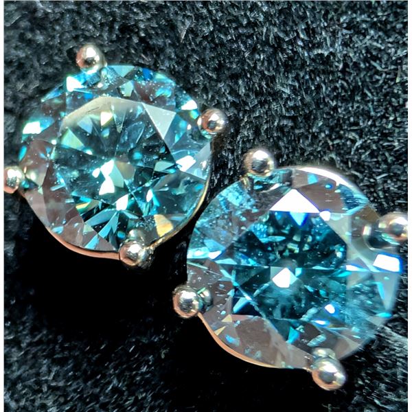 10K(1.01G), BLUE LAB DIAMOND (1.5CT) EARRING, APPRAISED INSURANCE VALUE $1400