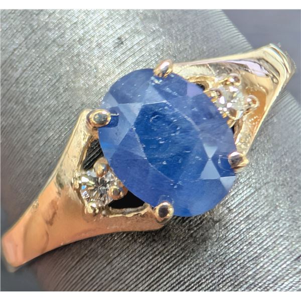 10K(1.67G), GENUINE SAPPHIRE (1.12CT), DIAMOND (0.04CT)RING, SIZE 7, SUGGESTED RETAIL VALUE $1300