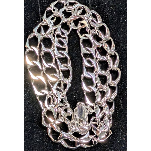 SILVER(26G), MEN'S HEAVY RHODIUM PLATED ITALIAN CHAIN 19", SUGGESTED RETAIL VALUE $700