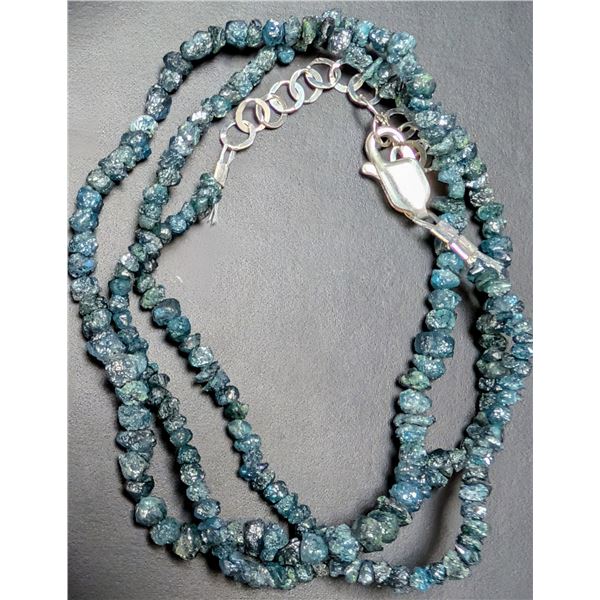 NATURAL DIAMOND (20CT) ROUGH BEAD ENHANCED COLOR NECKLACE 15-16", APPRAISED INSURANCE VALUE $500