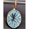 Image 1 : 10K(1.2G), CARVED BLUE TOPAZ (APP 5CT) PENDANT, SUGGESTED RETAIL VALUE $600