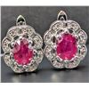 Image 1 : SILVER(5.1G), RUBY (2CT) EARRING, SUGGESTED RETAIL VALUE $400