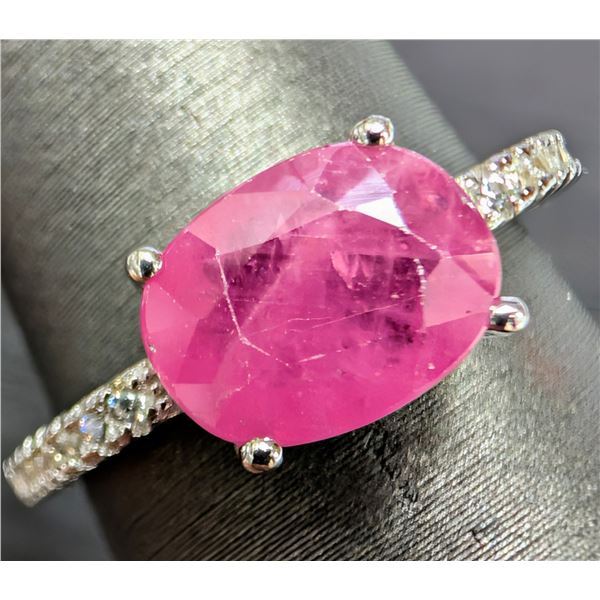SILVER(2.65G), GENUINE RUBY (2CT) RING, SUGGESTED RETAIL VALUE $300