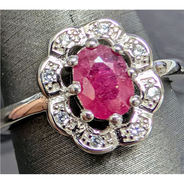 SILVER(3.83G), RUBY (1CT) RING, SUGGESTED RETAIL VALUE $300