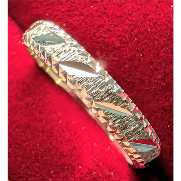 SILVER(2.9G), 3MM BAND WITH DIAMOND CUT AND TEXTURE RING