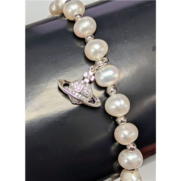 FRESH WATER PEARL MADE IN SILVER 7-8.5" BRACELET FLEXIBLE