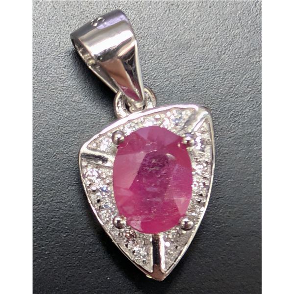 SILVER(1.72G), GENUINE RUBY (1CT) PENDANT